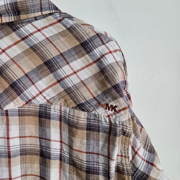 Mountain Khakis Shirt Mens 2XL Flannel Tan Plaid Relaxed Fit Organic Cotton - Picture 4 of 4